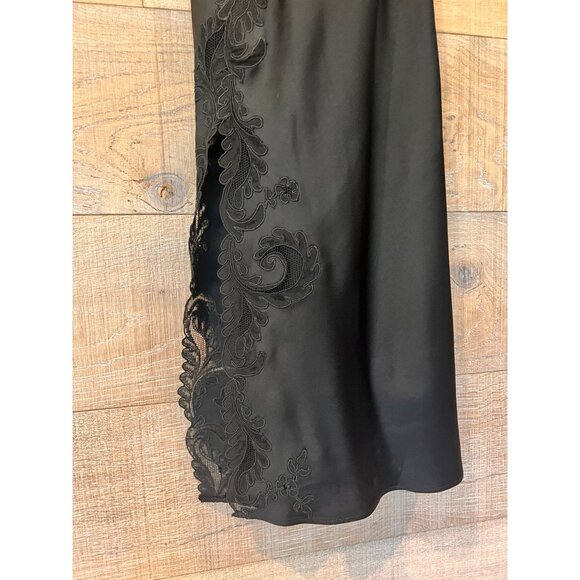 Versace Satin Lace-Embroidered black Midi Slip Dress Size 40/ US 4 - Picture 6 of 15